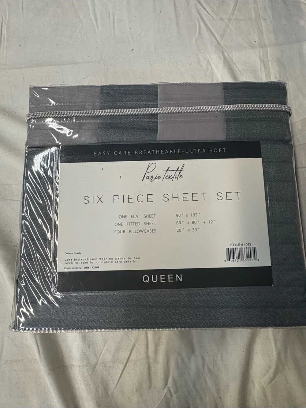 1800 Queen Six-Piece Sheet Set - Gray